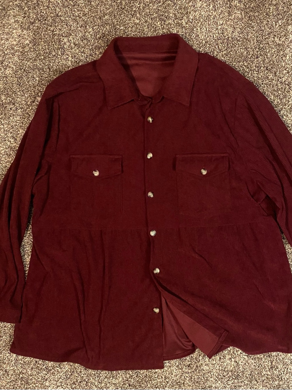 Women’s Corduroy Button-Up Shirt in Deep Burgundy
